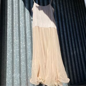 Vintage 90s Niteline by Della Roufagali 100% Silk Beige Midi Dress Size 10